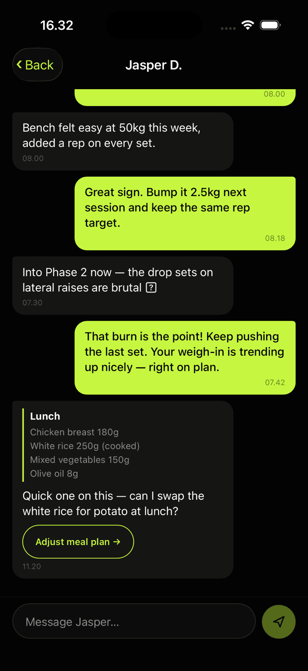 Coach app — messaging
